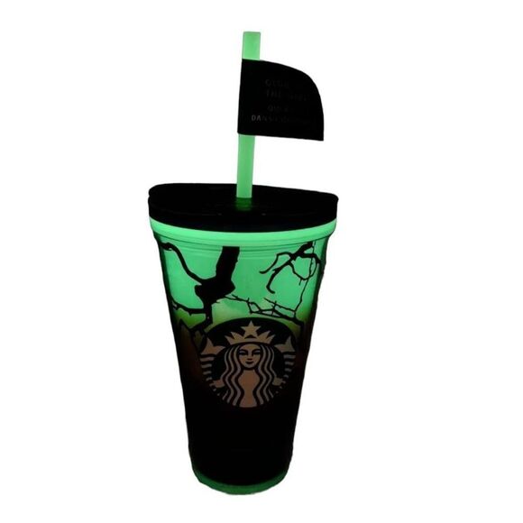 NEW Starbucks Halloween 2022 Grande Raven’s Perch Glow In Dark Tumbler+Stickers - Picture 1 of 9
